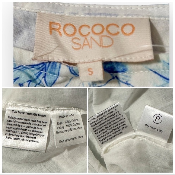 NWT Rococo Sand Amaya One Shoulder Floral Print Mini Dress, Size S, Color Blue - Picture 14 of 16